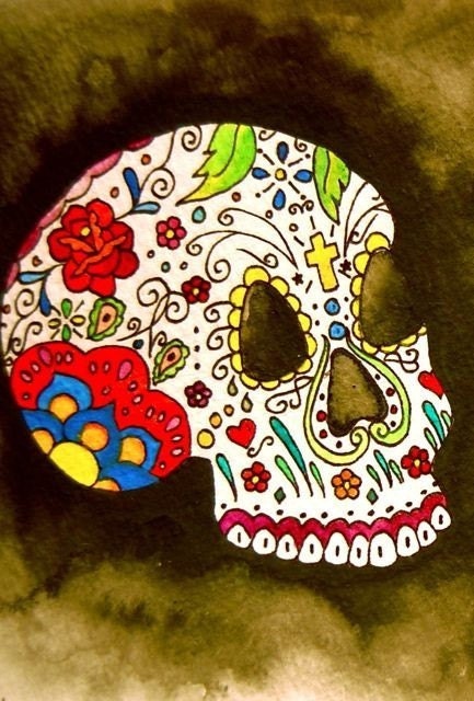 PRINT of Original Sugar Skull I Watercolor Painting