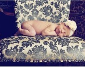 Cream Flower Headband, Ivory Flower Headband, Baptism Headband, Christening Headband, Baby Headband, Crystals, ALL Sizes Avail