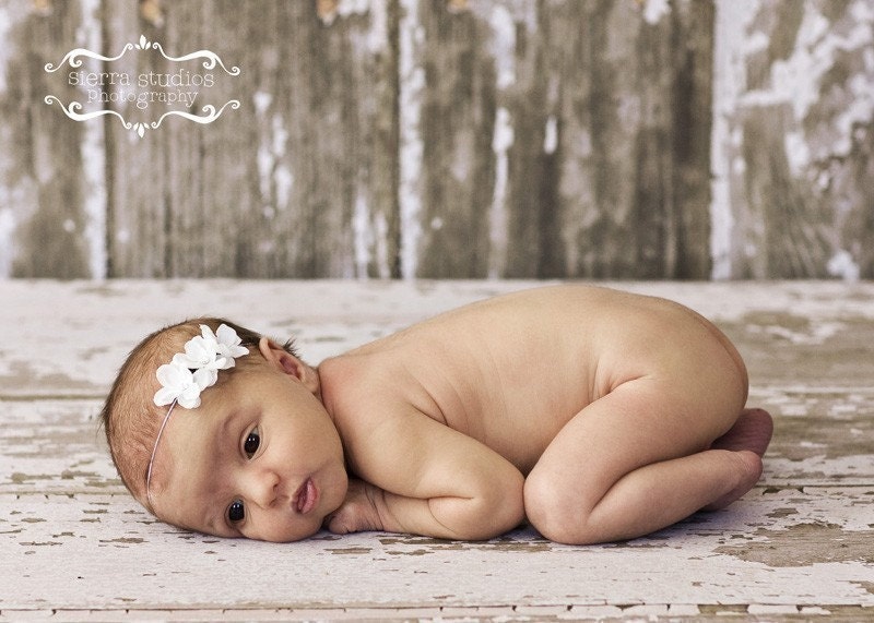 White Flower Headband...Christening Headband, Baptism Headband, Baby headband, Infant headband