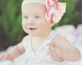 Pink Flower Headband, Large Flower Headband, Off White Flower Headband, TWO COLORS available ALL sizes ...The Mia Easter, Easter headband