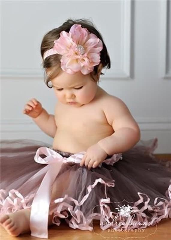 NEW COLOR...Market Pink and Cream Full Bloom Flower Headband with Extra Large Rhinestone Fashion center on Super Soft Thin Stretch Ballet Pink Headband TWO sizes available Baby Infant Toddler Tween Adult