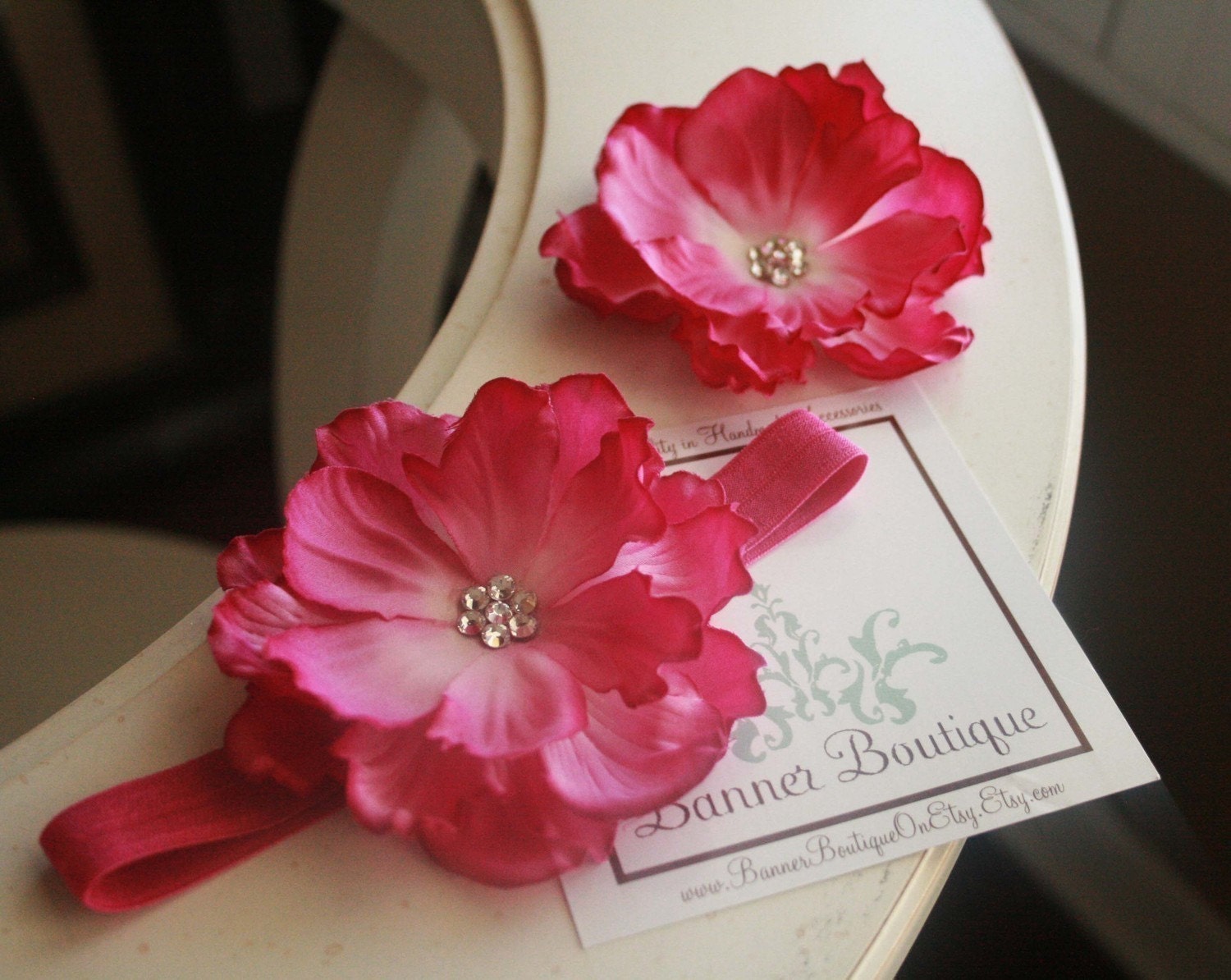 Hot Pink Flower Headband, Hot Pink Baby Headband, Hot Pink Bow Headband, ALL Sizes Available, Birthday, Cupcake
