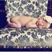 Baby Headband .. Cream Rosette Flower with Swarovski Crystals on Soft Cream Nylon Headband fits newborns through age 2/3 years