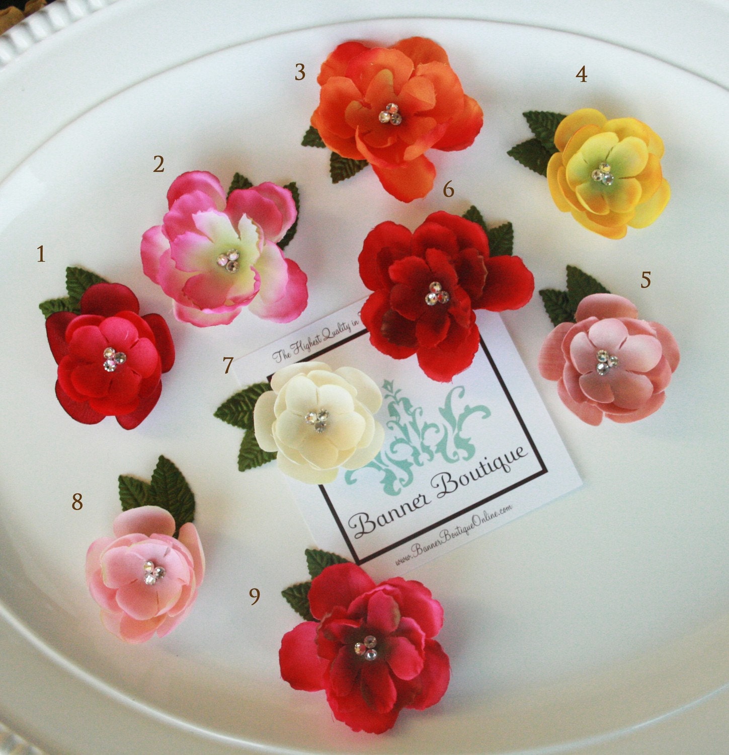 Petite Field Flowers with green leaf accents on Snap Clippies...Choose 3