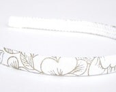Skinny Gold Headband - Gold Glittery Flowers