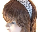 Wide Retro Headband - Gray, Black and White Retro Print