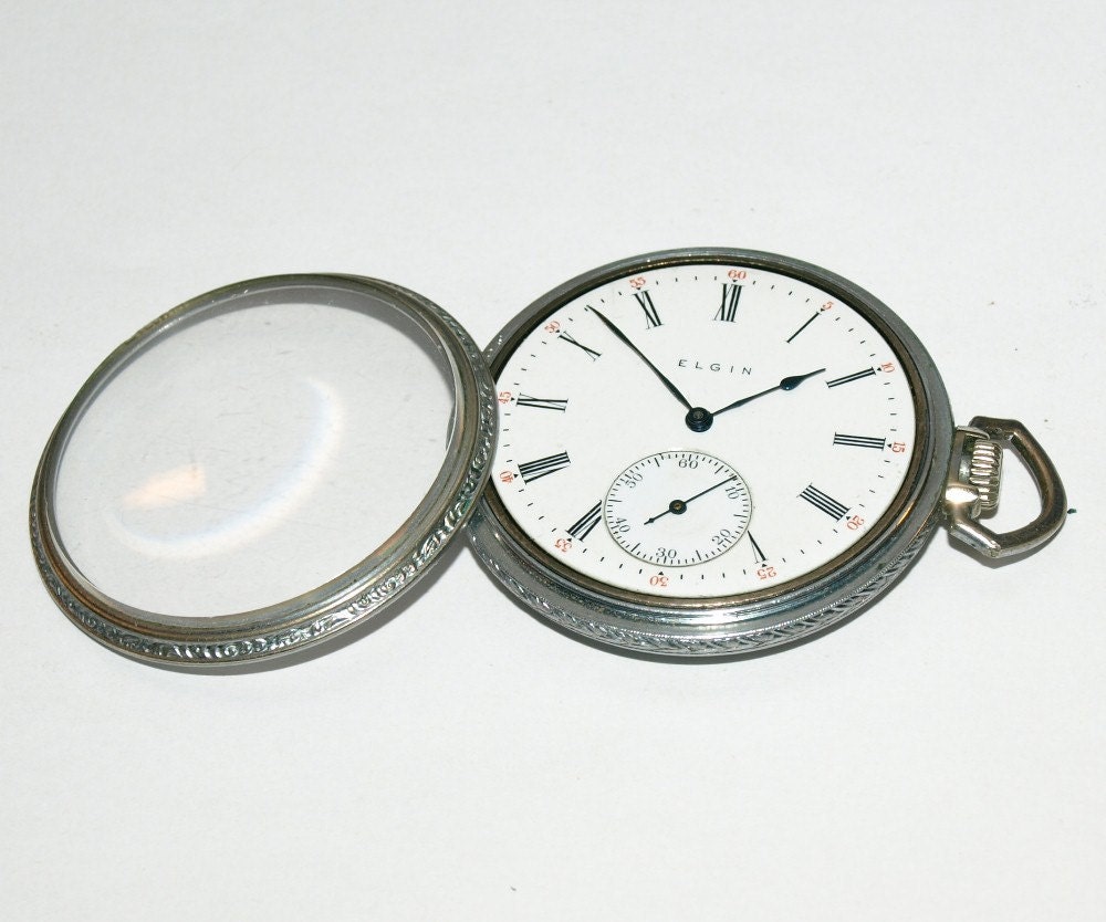RESERVED For Jessica Miller C.1925 Elgin 12 size 7 jewel Gentlemen's Pocket Watch -- Running Very Well --- Great Gift JJ011