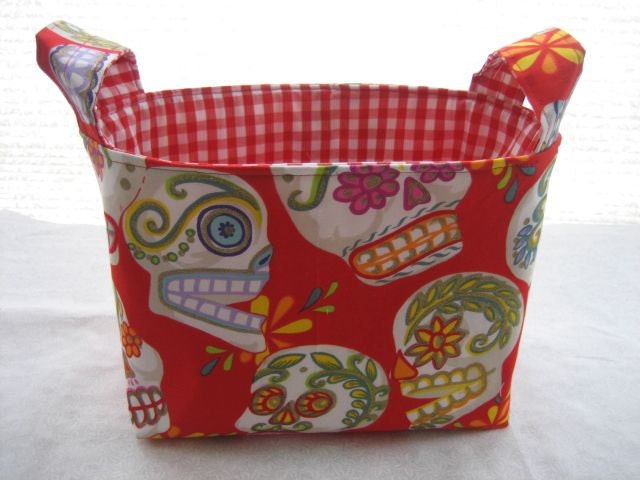 Reversible Fabric Organizer Skulls Skeletons Storage basket Bin