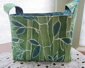 Reversible Organizer Fabric Bamboo Thicket Leaves Basket Bin Storage Bin Aqua - designsbyMickey4u