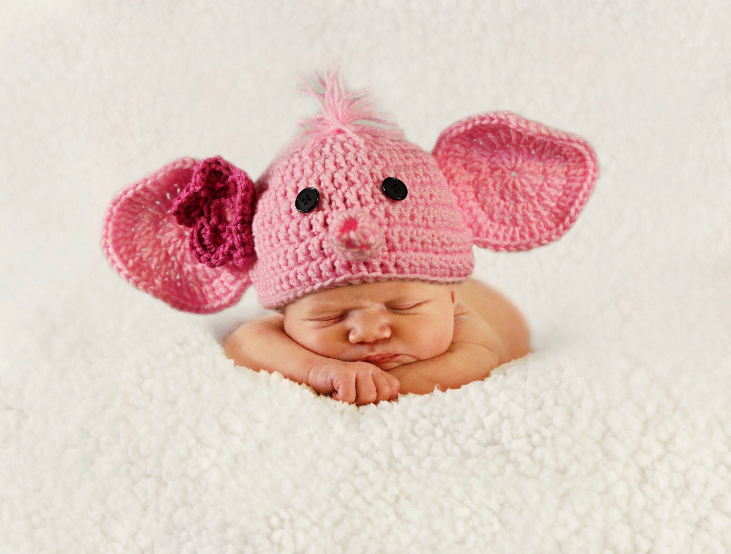 Baby Elephant Hat -- Gray Baby Hat - Newborn Photo Prop
