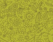 Green Floral Illustration from Soul Garden by Carolyn Gavin - Fat Quarter