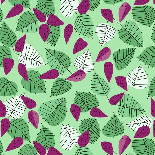 Leaf Scatter on Mint from Hello Pilgrim by Lizzy House - Half Yard