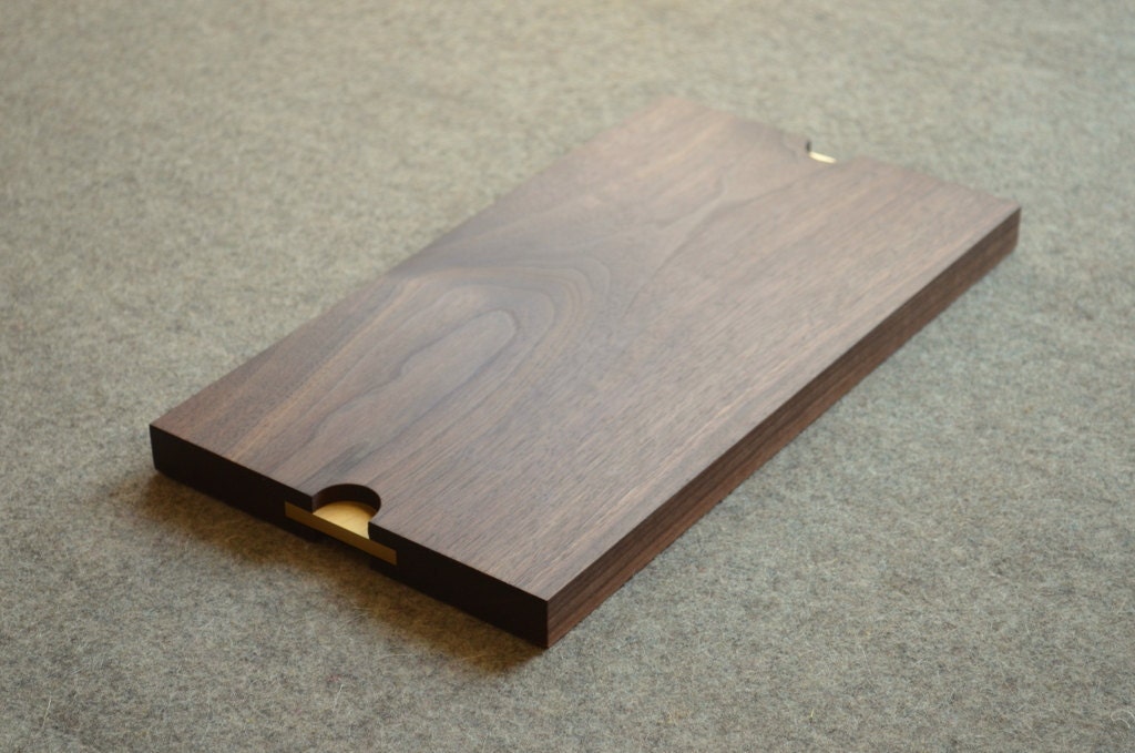 Walnut Serving Tray with Brass inlayed Handles Size Medium