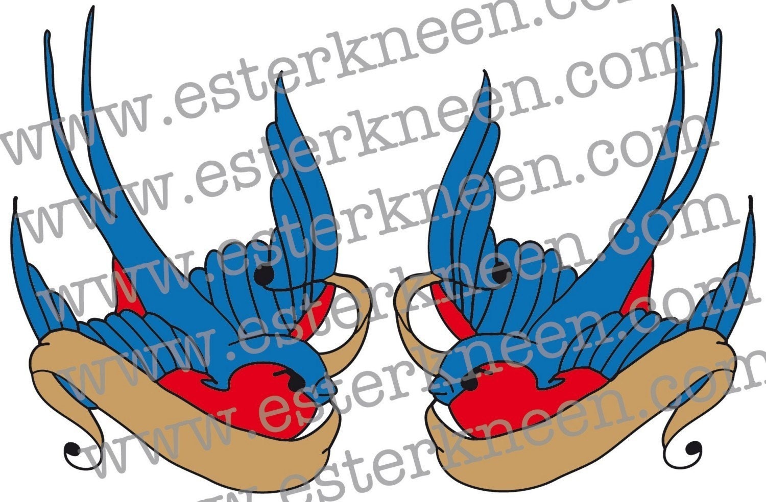 Pair of Personalised Swallow Tattoos