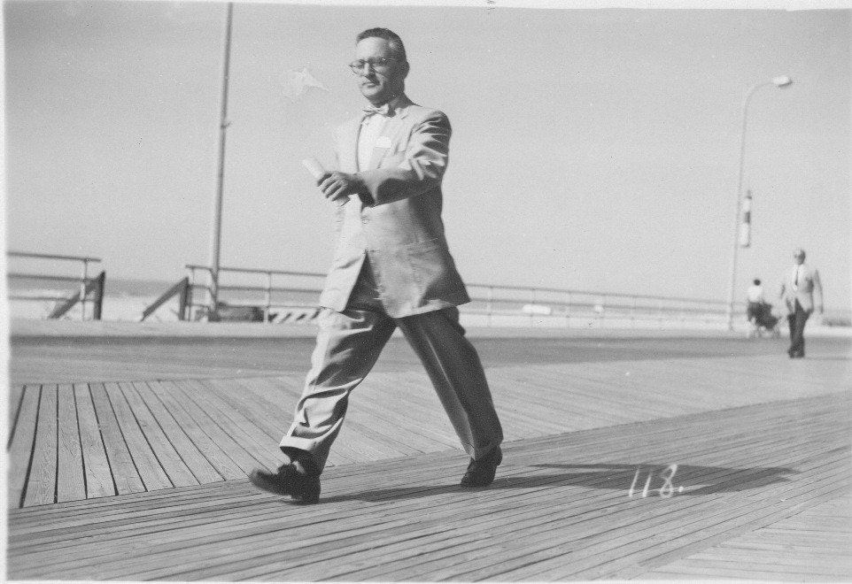 Atlantic City Stroll in 1955.  Vintage Photograph.