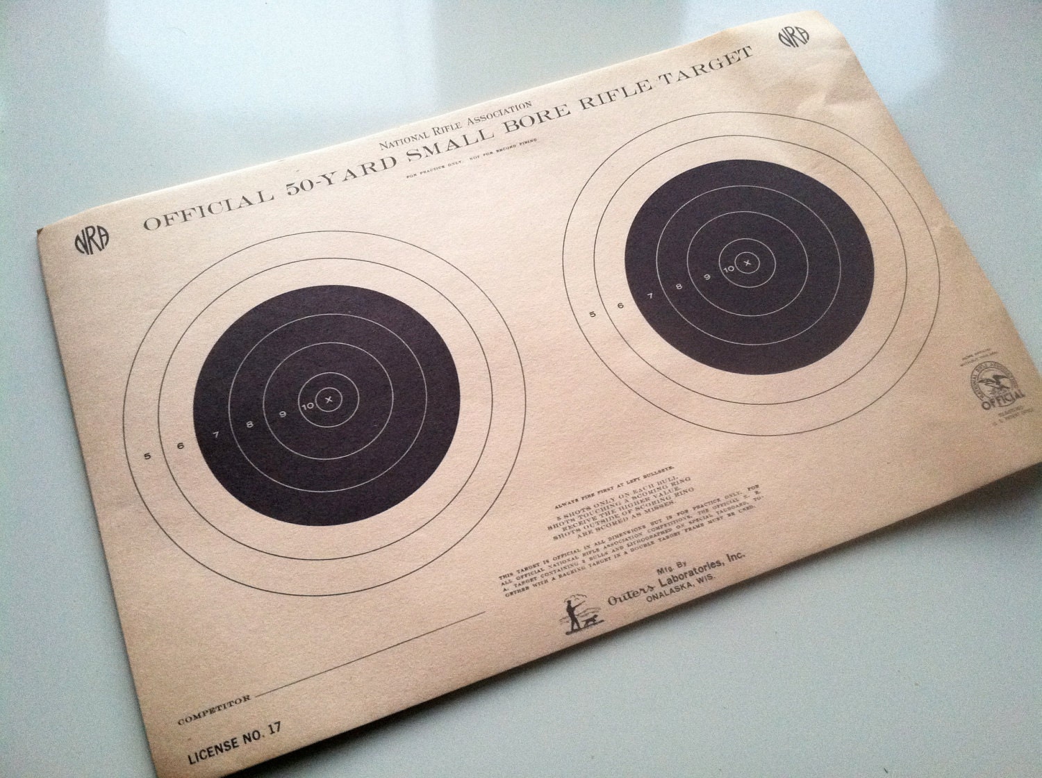 Vintage NRA Target Paper. Man Cave.