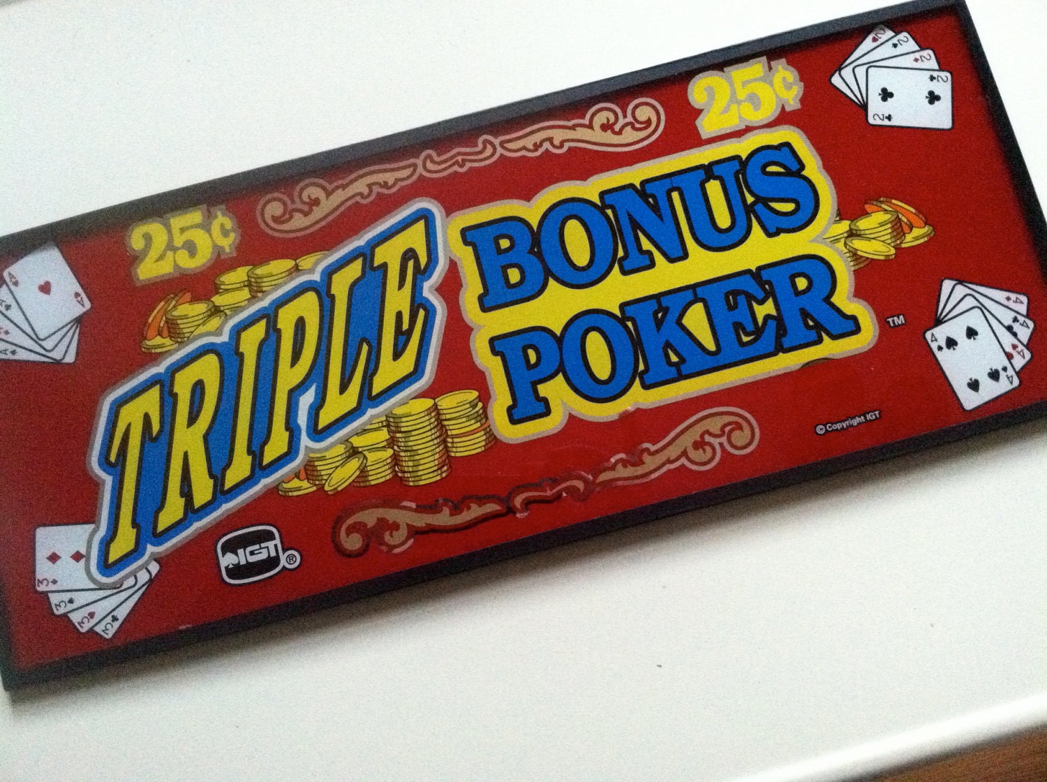Vintage 25 Cents Bonus Poker Slot Machine Glass Front.  From Reno, Nevada. No. 1,  Fathers Day.