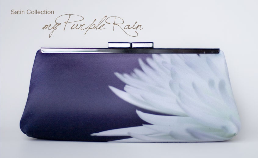 Bridesmaid clutch handbag - purple floral - wedding- prom