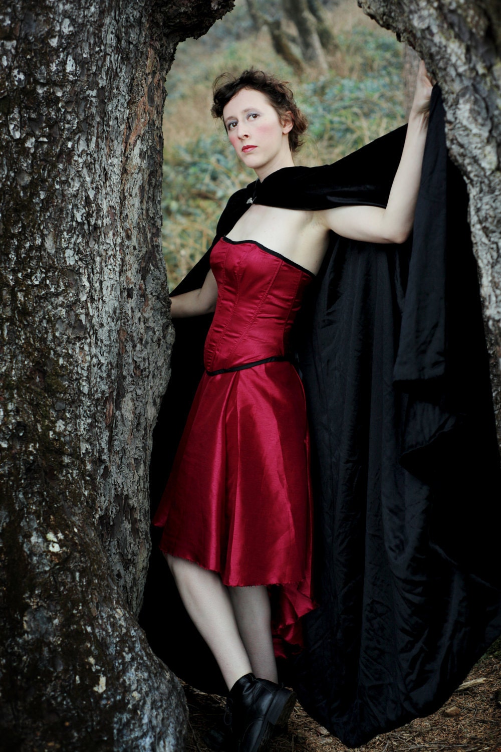 Wine Red Corset and Skirt Dress Set
