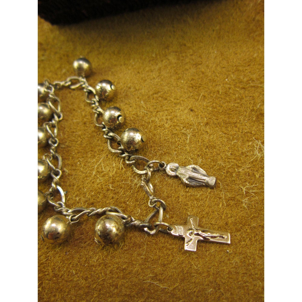 Sterling Silver Decade Rosary Vintage Charm Bracelet