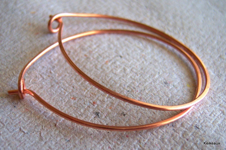 Teardrop Copper Hoop Earrings, Medium, 18 g, 18 Gauge