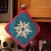 Double Layer Cotton Teal Crocheted Potholder with Appliqued Snowflake