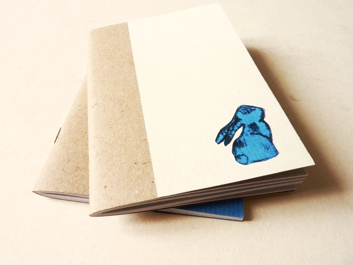handmade Notebook journal yellow - the blue rabbit