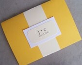 Yellow pocketfold wedding invitation, pocket fold invitation, yellow, ivory, white invitation,  modern invitation