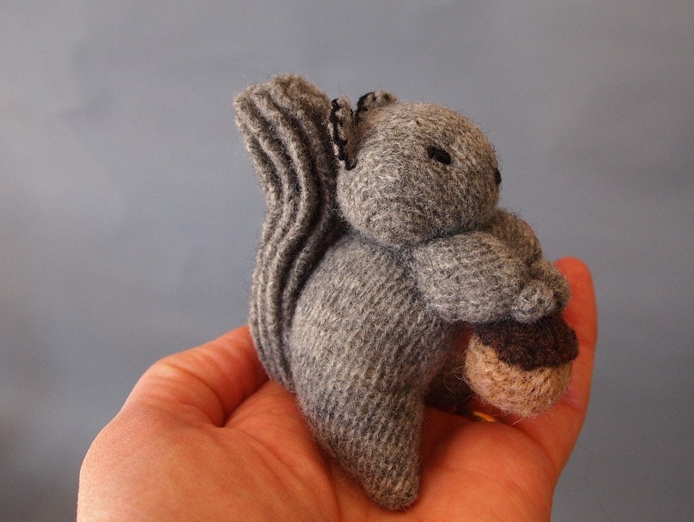 Toy Squirrel, waldorf toy, natural eco friendly plush stuffed animal