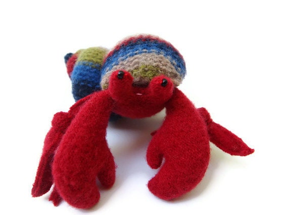 Toy hermit crab, waldorf toy, eco friendly toy