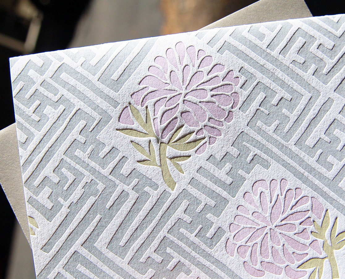 Old Lattice Letterpress Cards, set of 6