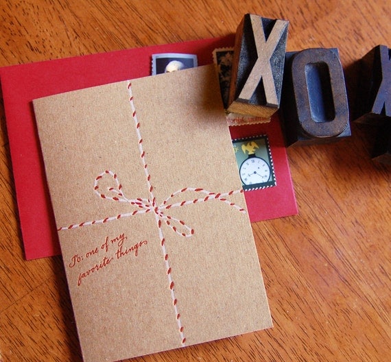 Favorite things, Letterpress Valentine card.
