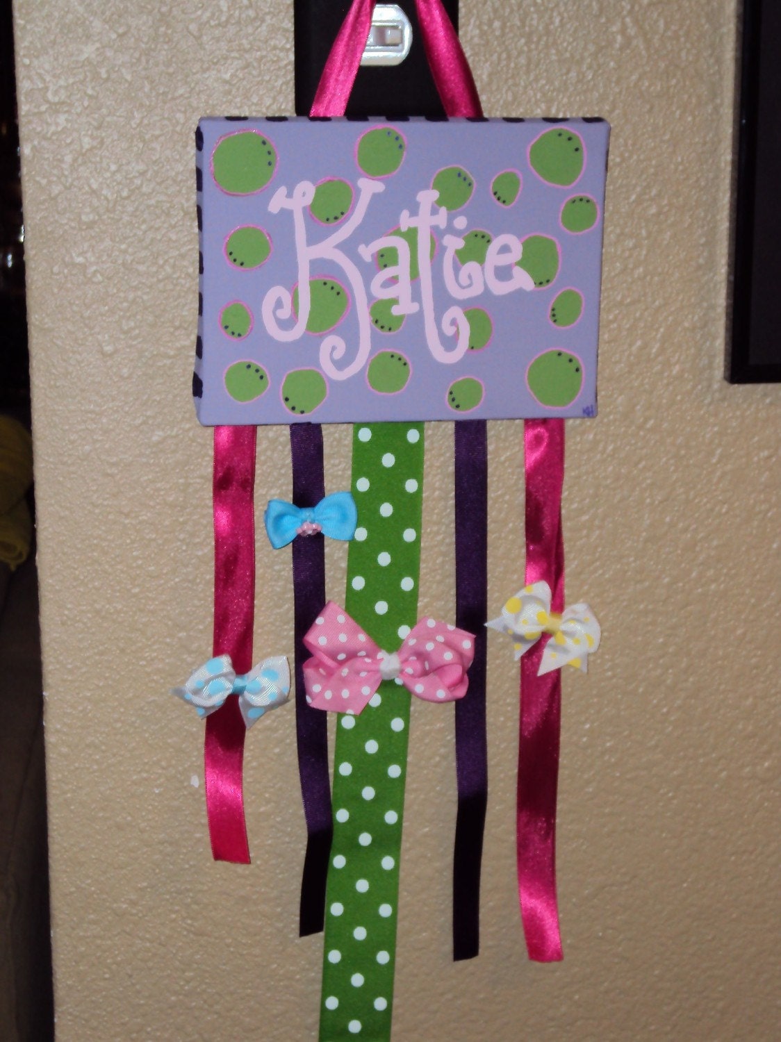 Hand Painted Personalized 5x7" Canvas Bow Holder