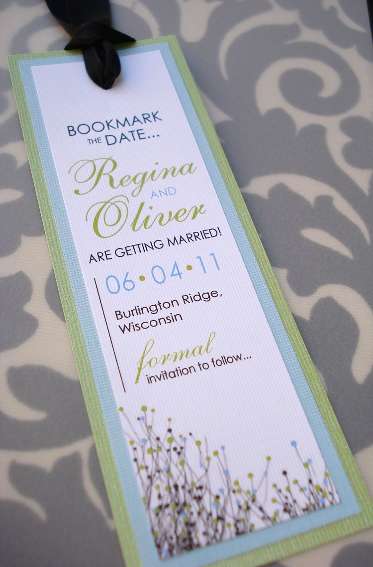 PEONY Buds Layered Wedding Save the Date Bookmark... SAMPLE