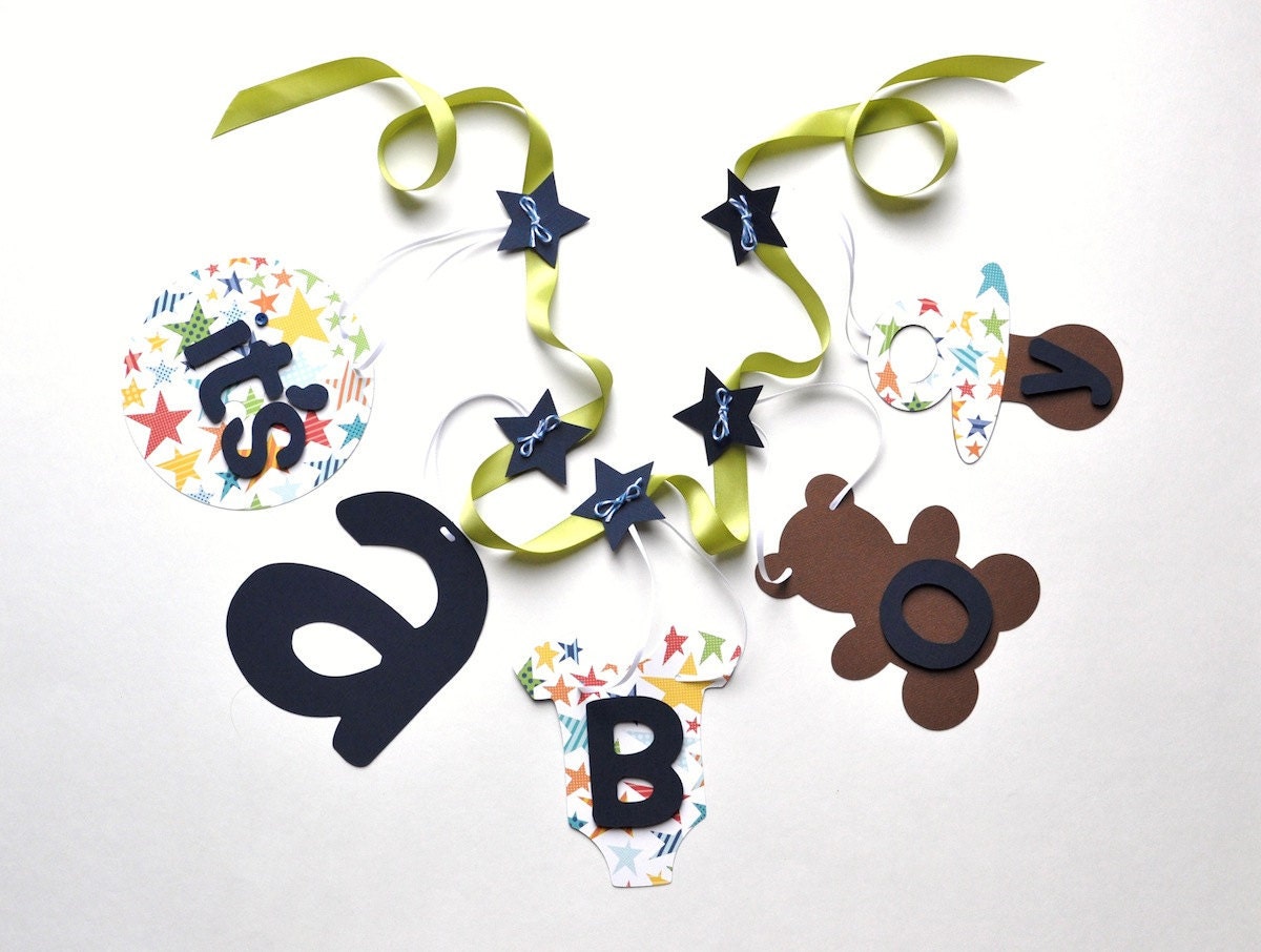 Baby shower decorations It's a boy banner colorful stars by ParkersPrints on Etsy Il_170x135