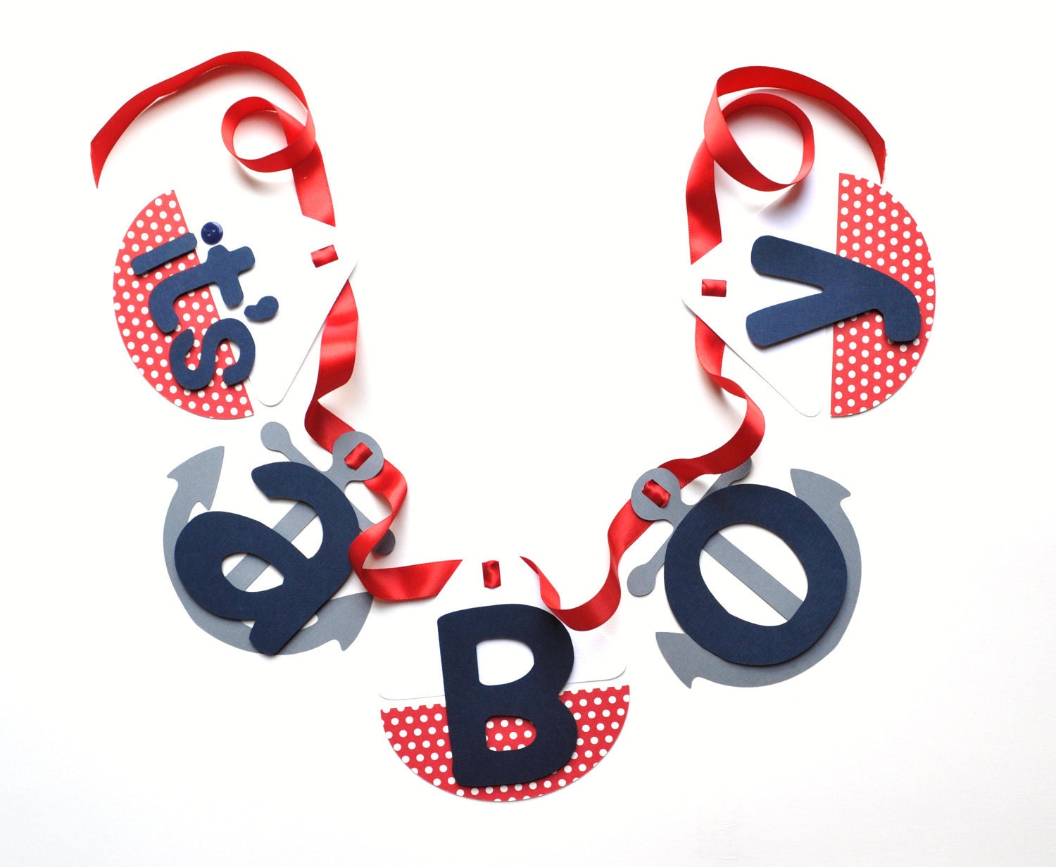 Nautical baby shower decorations navy blue and red sailboat and anchor banner by ParkersPrints on Etsy