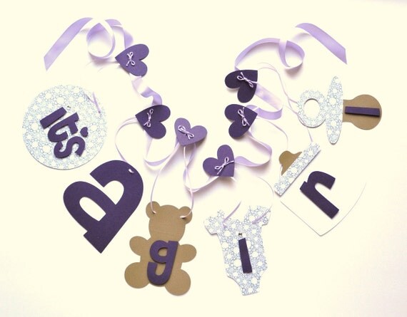 Lavender baby shower decorations it's a girl banner by ParkersPrints on Etsy Il_570xn