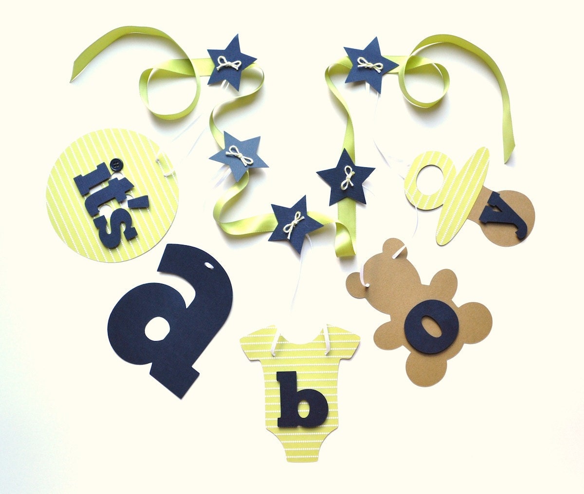 Navy blue and green baby shower banner decorations It's a boy banner by ParkersPrints on Etsy Il_570xn