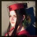 Handmade Red Silk Pillbox Hat with Veiling