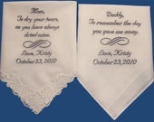 Custom Personalised Wedding Handkerchief Set of 2 With Your Own Personalization