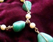 Vintage Jade with pearl 14k wire braclet