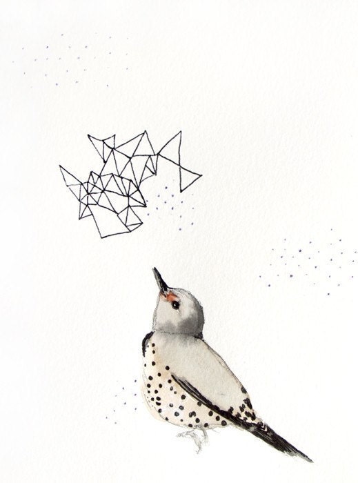 30% Off SALE - Bird Print - Illustration - Northern Flicker - 11x14 Giclee Print - Limited Edition - Print 44/100