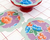 Set of 3 Oilcloth Doilies - Poppies