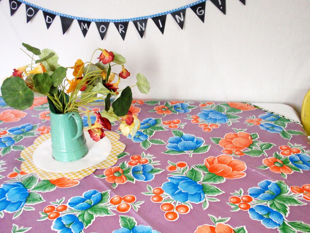 Oilcloth Tablecloth - Poppy Purple
