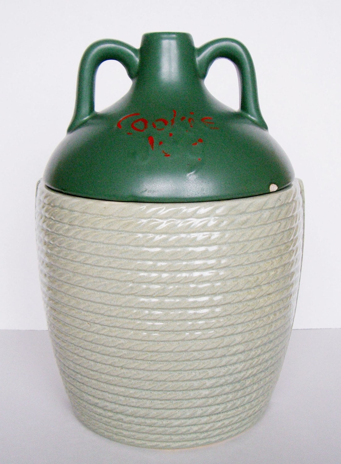 Vintage MCCOY COOKIE JUG JAR Unique Lid by hootandeye on Etsy