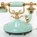 Vintage Empress Mint / Light Teal Florals Printed Princess Phone