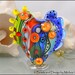 MICHOU Anderson Lampwork Beads - Large glass heart bead in the shades of blue, green red, and yellow "Garden of Joy""