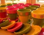 Hand Painted Flower Pot Wedding Favors - choose your size, design, colors
