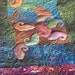 MarveLes LEAVES At DUSK Original Painted Art Quilt in blue, green, navy, brown, red, rust, gold