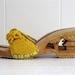 Vintage 70's Mustard Crochet Nailed Carved Wood Platforms 7
